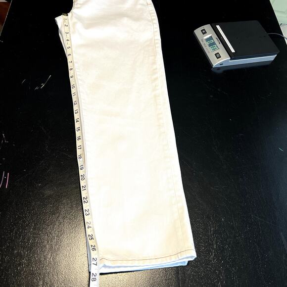 Rolla's Women 29 Classic Straight High Rise Regular Fit White Jeans Brown Trim - Picture 7 of 12